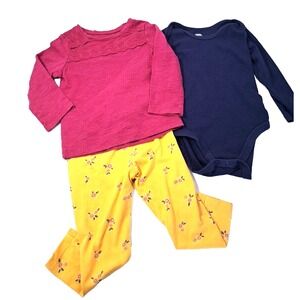 Baby‎ Girl 18 Months Spring Outfit Plus Extra Piece Floral Pink Yellow Blue